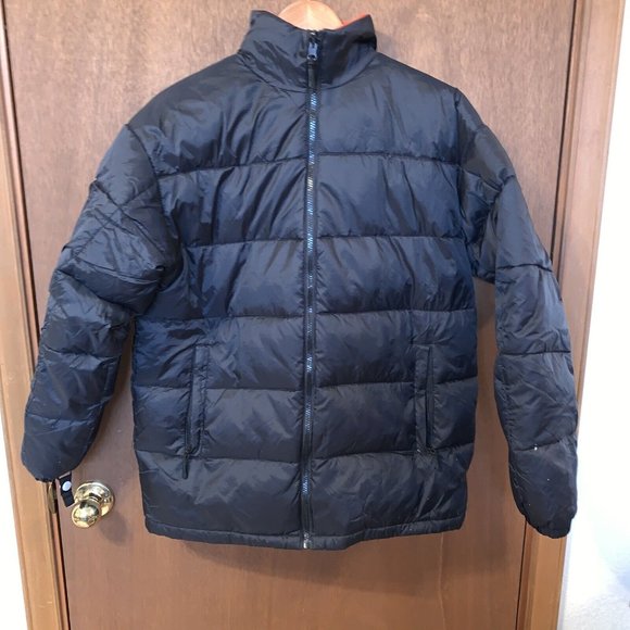 Athletic Works Black Nylon Lined Feather Down Puffer Coat Mens Small (34-36) - Picture 3 of 14